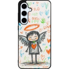 Coque Samsung Galaxy S24 FE - Silicone rigide noir Little Angel Sketch Love