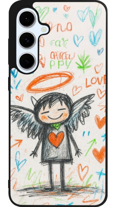 Coque Samsung Galaxy S24 FE - Silicone rigide noir Little Angel Sketch Love