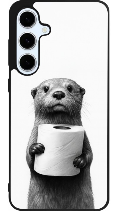 Coque Samsung Galaxy S24 FE - Silicone rigide noir Loutre papier de toilette