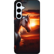 Coque Samsung Galaxy S24 FE - Silicone rigide noir Majestic Sunset Horse