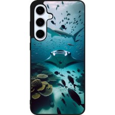 Coque Samsung Galaxy S24 FE - Silicone rigide noir Manta Lagon Nettoyage