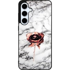 Coque Samsung Galaxy S24 FE - Silicone rigide noir Marble Rose Gold