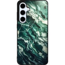 Coque Samsung Galaxy S24 FE - Silicone rigide noir Marbre vert majestueux