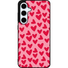 Coque Samsung Galaxy S24 FE - Silicone rigide noir Mom 2024 petits coeurs