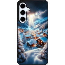 Coque Samsung Galaxy S24 FE - Silicone rigide noir Mont Neige Lumière