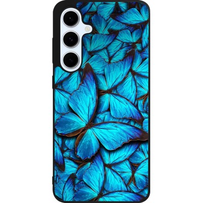 Samsung Galaxy S24 FE Case Hülle - Silikon schwarz Papillon bleu