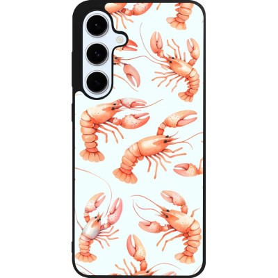 Samsung Galaxy S24 FE Case Hülle - Silikon schwarz Muster von pastellfarbenen Hummern