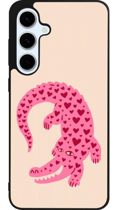 Samsung Galaxy S24 FE Case Hülle - Silikon schwarz Pink crocodile 2026