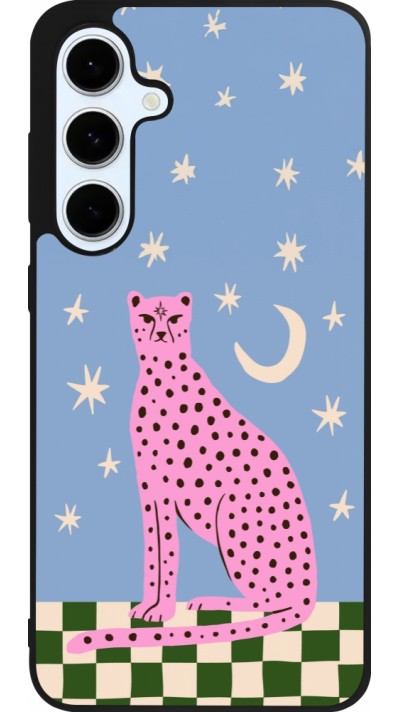 Samsung Galaxy S24 FE Case Hülle - Silikon schwarz Pink leopard with stars 2026