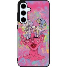 Coque Samsung Galaxy S24 FE - Silicone rigide noir Psychedelic pink mushroom