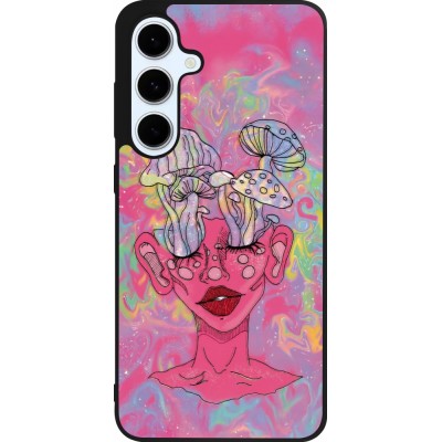 Samsung Galaxy S24 FE Case Hülle - Silikon schwarz Psychedelic pink mushroom
