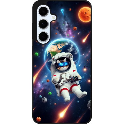 Samsung Galaxy S24 FE Case Hülle - Silikon schwarz VR SpaceCat Odyssee