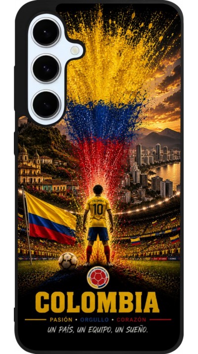 Coque Samsung Galaxy S24 FE - Silicone rigide noir Football Colombie splash 2026