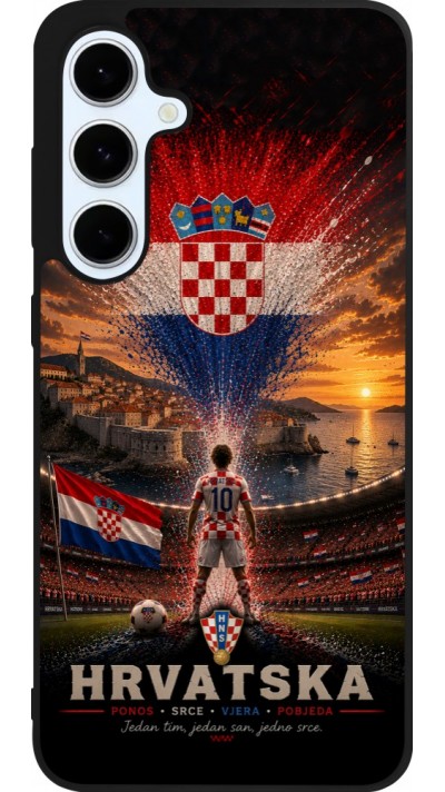 Coque Samsung Galaxy S24 FE - Silicone rigide noir Football Croatie splash 2026
