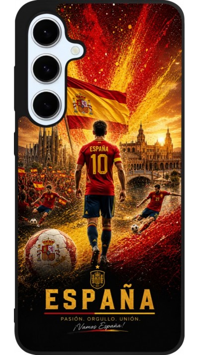 Coque Samsung Galaxy S24 FE - Silicone rigide noir Football Espagne splash 2026