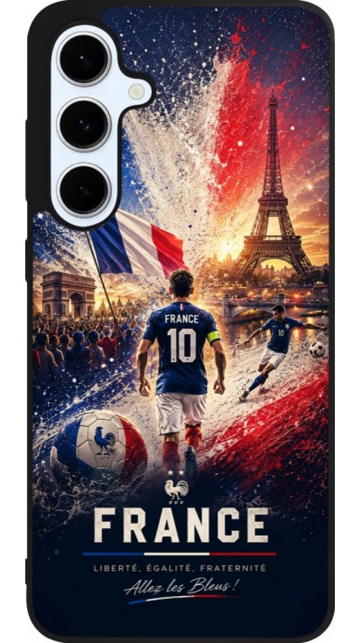 Coque Samsung Galaxy S24 FE - Silicone rigide noir Football France splash 2026