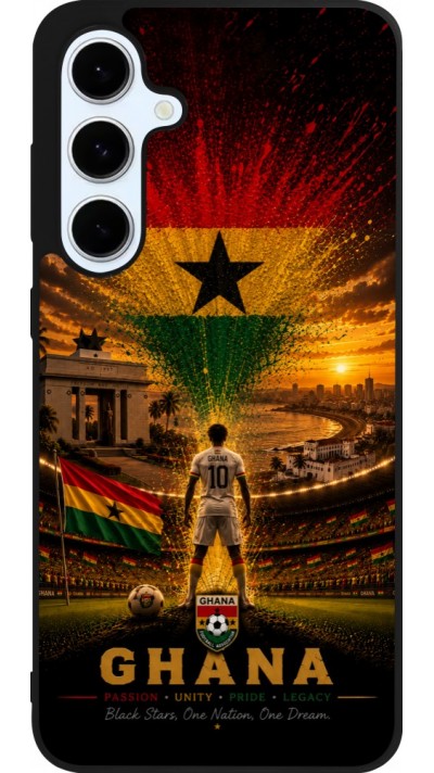Coque Samsung Galaxy S24 FE - Silicone rigide noir Football Ghana splash 2026
