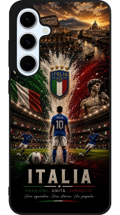 Coque Samsung Galaxy S24 FE - Silicone rigide noir Football Italie splash 2026