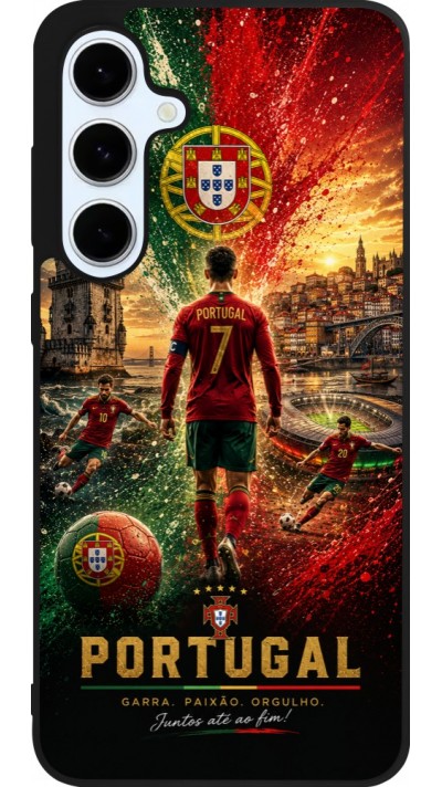 Coque Samsung Galaxy S24 FE - Silicone rigide noir Football Portugal splash 2026