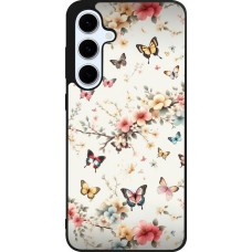 Coque Samsung Galaxy S24 FE - Silicone rigide noir Spring 25 Papillons Légers