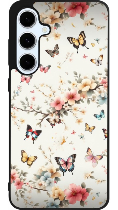 Samsung Galaxy S24 FE Case Hülle - Silikon schwarz Frühling 25 Leichte Schmetterlinge