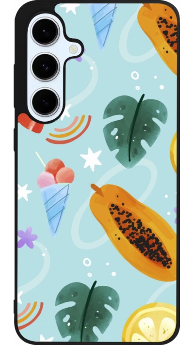 Coque Samsung Galaxy S24 FE - Silicone rigide noir Summer 2025 Pattern papaya