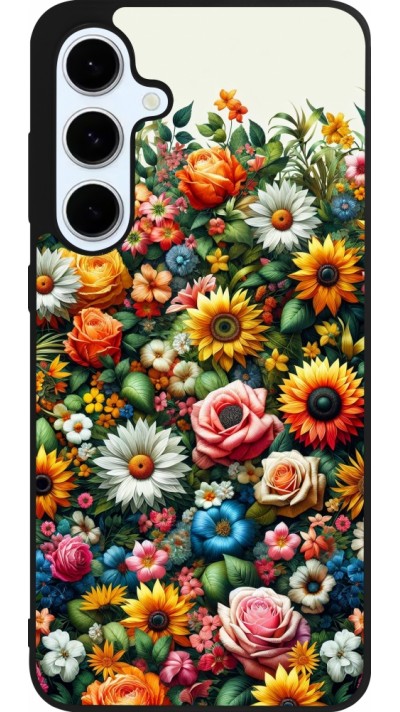 Samsung Galaxy S24 FE Case Hülle - Silikon schwarz Sommer Blumenmuster