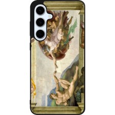 Coque Samsung Galaxy S24 FE - Silicone rigide noir Tableau art - La Création d’Adam - Michel-Ange