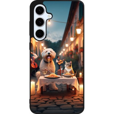 Samsung Galaxy S24 FE Case Hülle - Silikon schwarz Valentin 2024 Hund & Katze Kerzenlicht