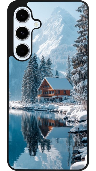 Samsung Galaxy S24 FE Case Hülle - Silikon schwarz Winter 25 Winter house forest day