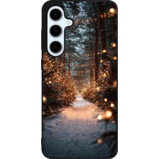 Coque Samsung Galaxy S24 FE - Silicone rigide noir Winter 25 Winter snowy road
