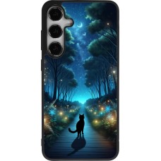 Samsung Galaxy S24+ Case Hülle - Silikon schwarz Schwarze Katze Spaziergang