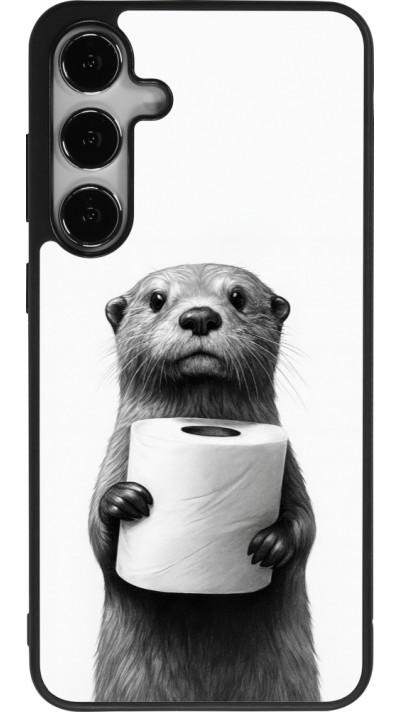 Coque Samsung Galaxy S24+ - Silicone rigide noir Loutre papier de toilette