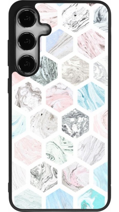 Coque Samsung Galaxy S24+ - Silicone rigide noir Marble Everything