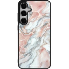 Samsung Galaxy S24+ Case Hülle - Silikon schwarz Rosa Leuchtender Marmor