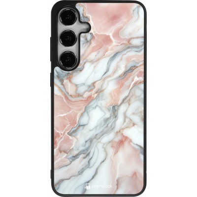 Samsung Galaxy S24+ Case Hülle - Silikon schwarz Rosa Leuchtender Marmor