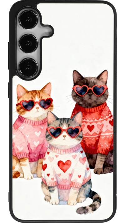 Coque Samsung Galaxy S24+ - Silicone rigide noir Saint Valentines Day 26 Cat Love