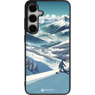 Samsung Galaxy S24+ Case Hülle - Silikon schwarz Snowboarder Berg