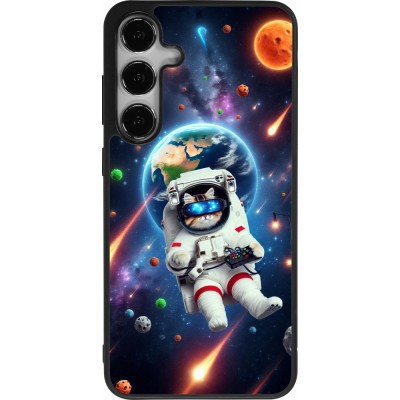 Samsung Galaxy S24+ Case Hülle - Silikon schwarz VR SpaceCat Odyssee