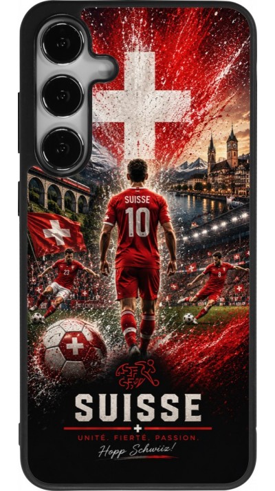 Samsung Galaxy S24+ Case Hülle - Silikon schwarz Fussball Suisse splash 2026