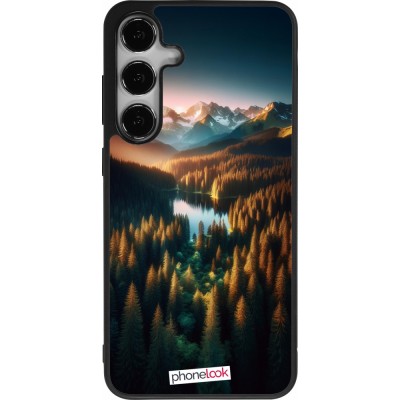 Samsung Galaxy S24+ Case Hülle - Silikon schwarz Sonnenuntergang Waldsee