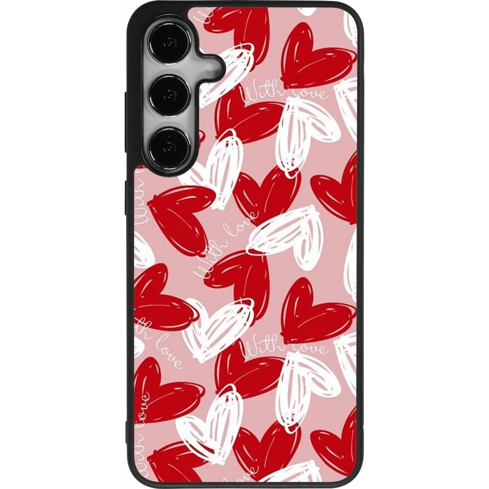 Samsung Galaxy S24+ Case Hülle - Silikon schwarz Valentine 2024 with love heart