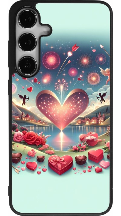 Coque Samsung Galaxy S24+ - Silicone rigide noir Valentine 2025 Chic