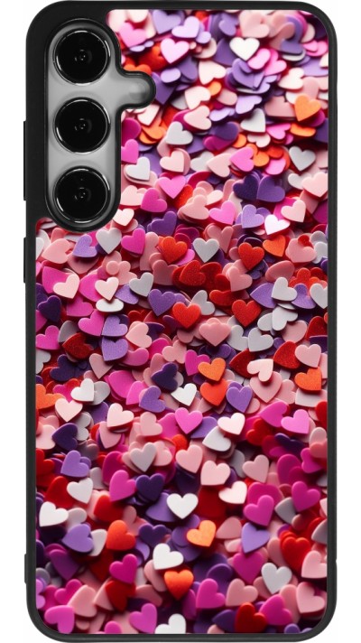 Coque Samsung Galaxy S24+ - Silicone rigide noir Valentine 2025 Confetti