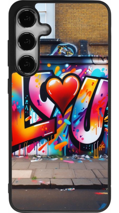 Coque Samsung Galaxy S24+ - Silicone rigide noir Valentine 2025 Love U Tag