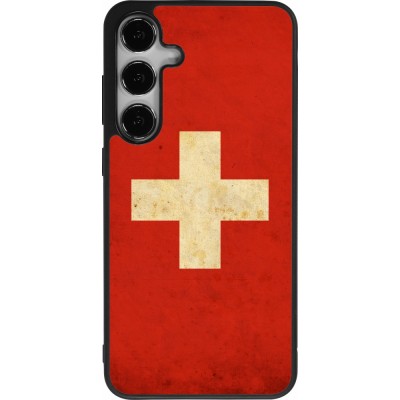 Samsung Galaxy S24+ Case Hülle - Silikon schwarz Vintage Flag SWISS