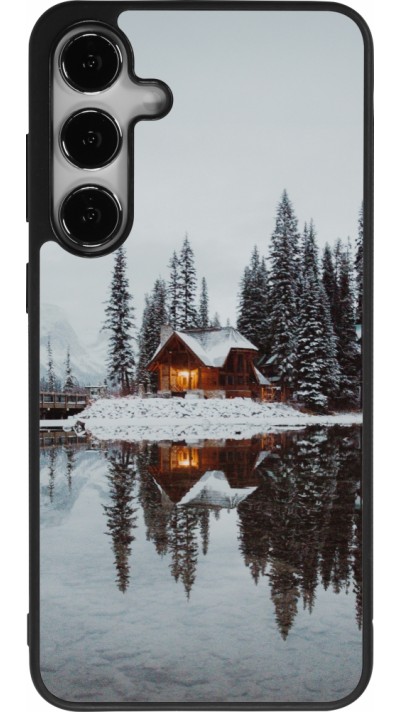 Samsung Galaxy S24+ Case Hülle - Silikon schwarz Winter 25 Winter house forest afternoon