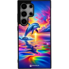 Samsung Galaxy S24 Ultra Case Hülle - Silikon schwarz Glücklicher Regenbogen-Delfin