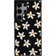 Coque Samsung Galaxy S24 Ultra - Silicone rigide noir Easter 2024 white on black flower