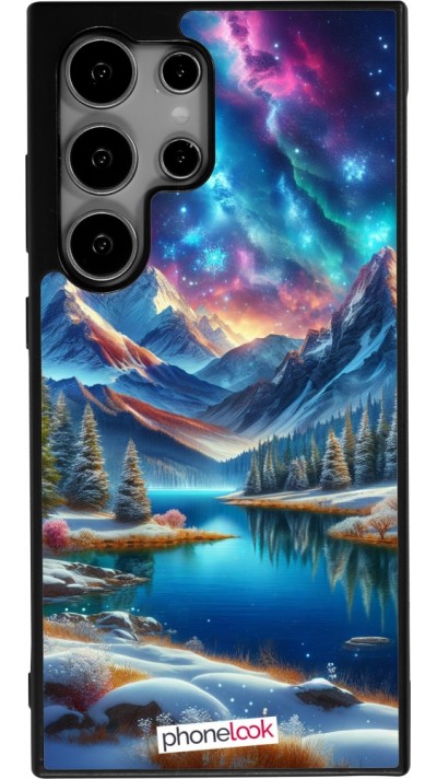 Coque Samsung Galaxy S24 Ultra - Silicone rigide noir Fantasy Mountain Lake Sky Stars